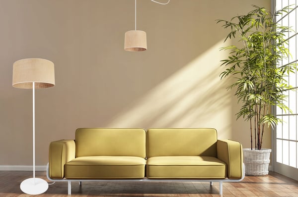 GULVLAMPE MED STÅENDE METALSKÆRM 40 CM