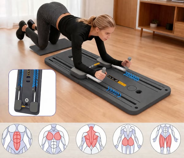 Pilatebräda träning reformer pilatesmatta motståndsband timer