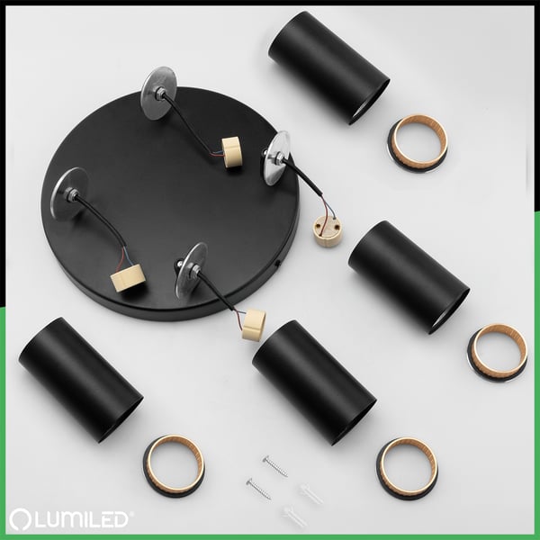 Loftlampe spotlight 4x GU10 loftlampe ELIGIS sort LUMILED