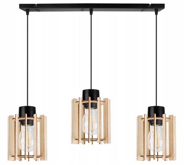 Hængende lampe, loftslysekrone, træ, LED lampeskærm