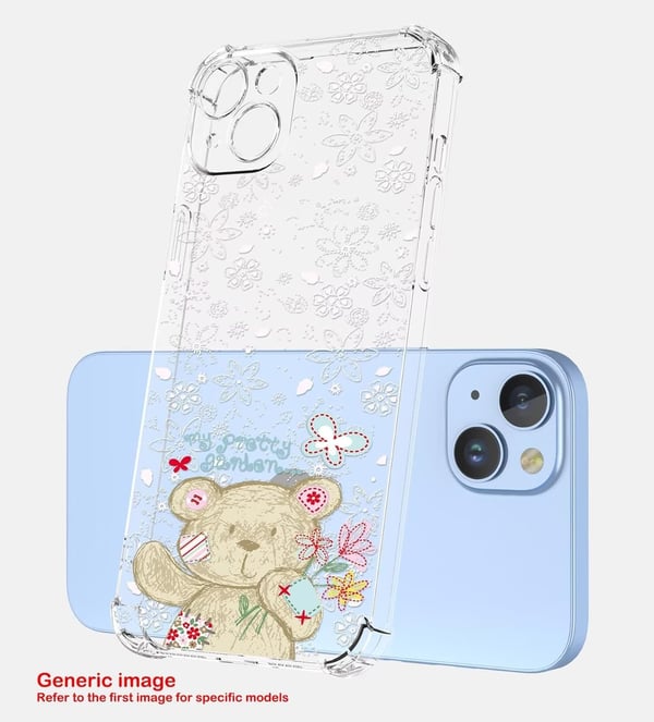 Etui til Xiaomi 13 gennemsigtig bamse hvid præget blomster høj beskyttelse
