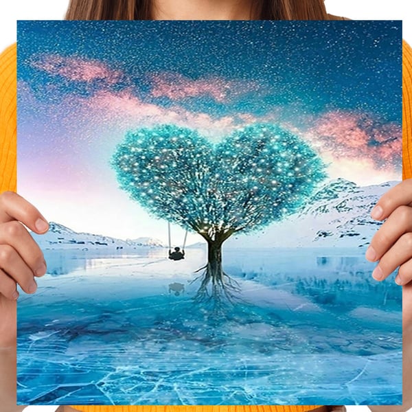 Ob_M_4 diamantmålning 30x30 natur träd