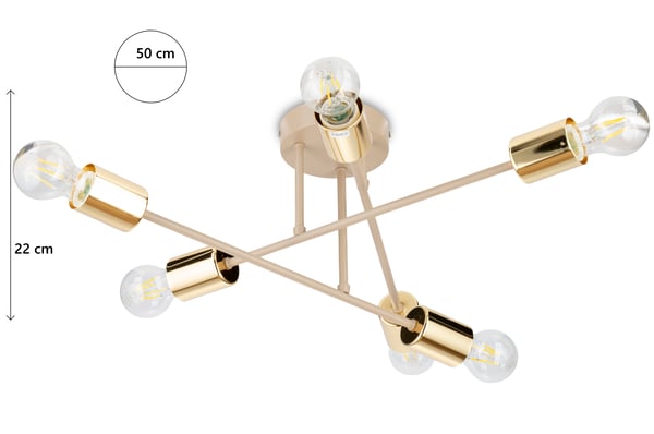 Robi taklampa beige 6xE27 50 cm