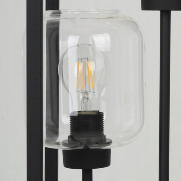 SORT LOFT GULVLAMPE MED GLASSKÆRME