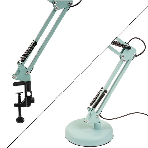 Työpöydän lamppu Piirustus pöytälamppu E27 TOBI Pastellin sininen Lumiled + pöydän kiinnike
