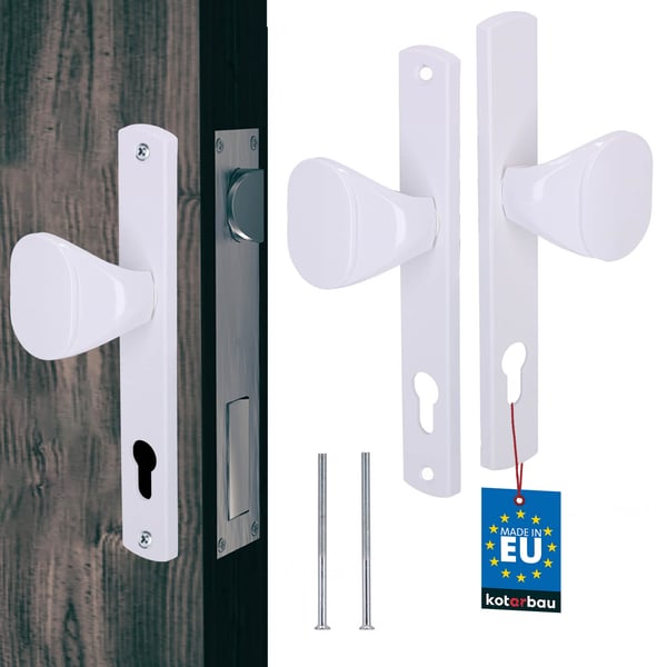 Håndtag til grinddør lang flad aluminium hvid 90 mm