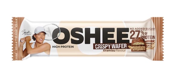 Oshee-vohveli kaakaokreemillä ja sokerikakku-tiramisu-täytteellä, runsasproteiininen, 37 g