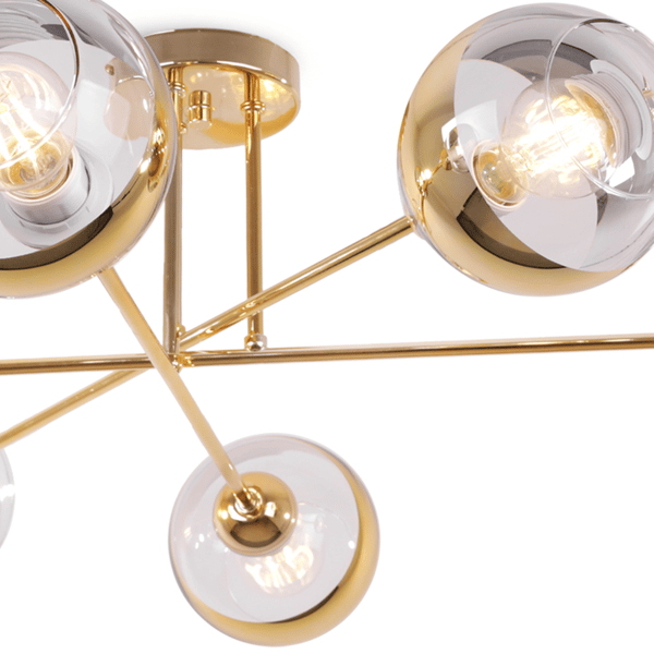 ASTURIA GULD LOFTLAMPE 6 FLADE GYLDNE LAMPESKÆRME E27