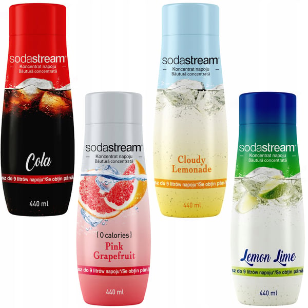 4 SodaStream-tiivisteen setti: Kola + Greippi + Limonadi + Sitruuna-Lime