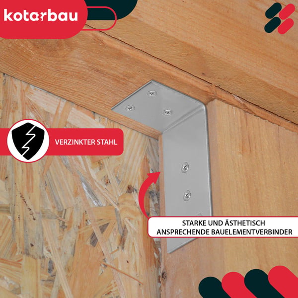 Kotarbau® Kirvesmiehen kulmaliitin ruostumatonta terästä sinkittyä 40 x 80 x 40 mm 25 kpl:n sarja