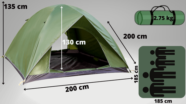 Suuri 4 hengen iglu-turistiteltta 200x200 cm