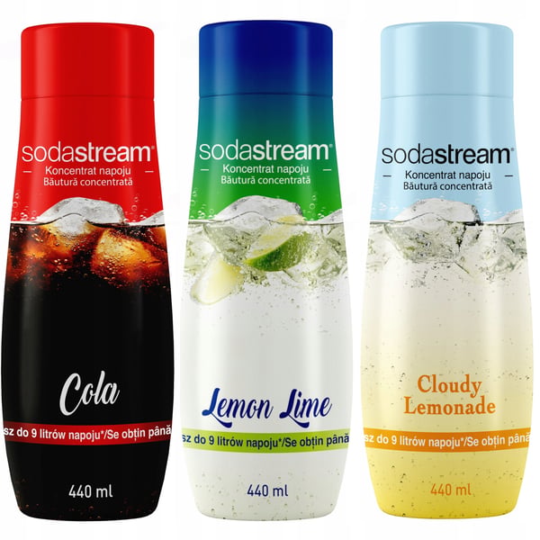 3 SodaStream-tiivisteen setti: Kola+Sitruuna-Lime+Limonadi