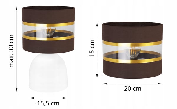 NATBORDLAMPE, ELEGANT GYLDET LAMPESKÆRM, 20 CM