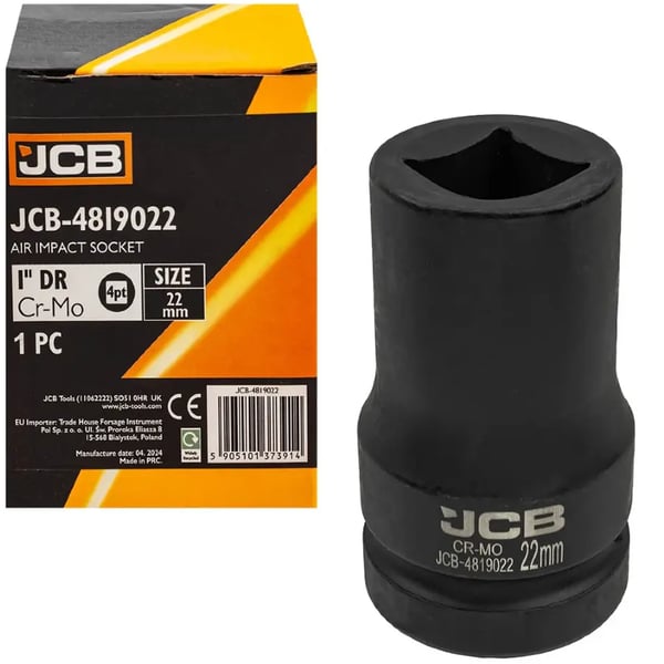 JCB 1" 22 mm firkantet slagtopnøgle Cr-Mo topnøgle