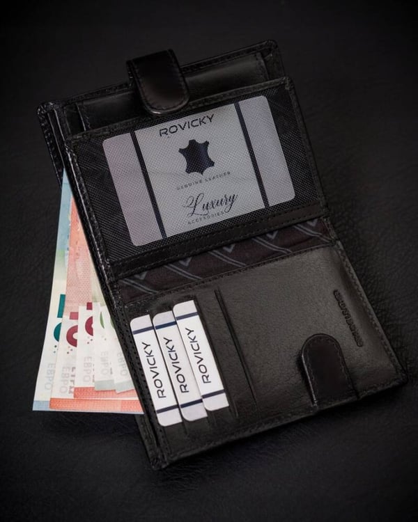 Herrplånbok i äkta läder med RFID-system - Rovicky