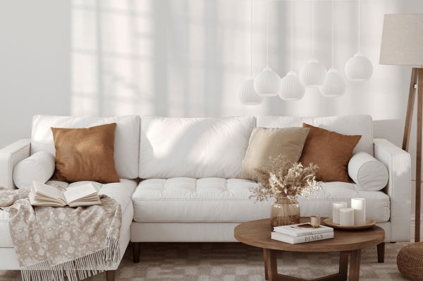 RIFFLE HVID HÆNGELAMPE 6 FLAD HVID KUGLEFORMET E27