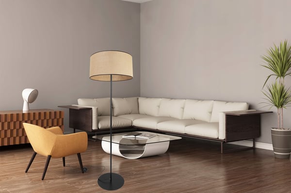 GULVLAMPE MED STÅENDE METALSKÆRM 40 CM