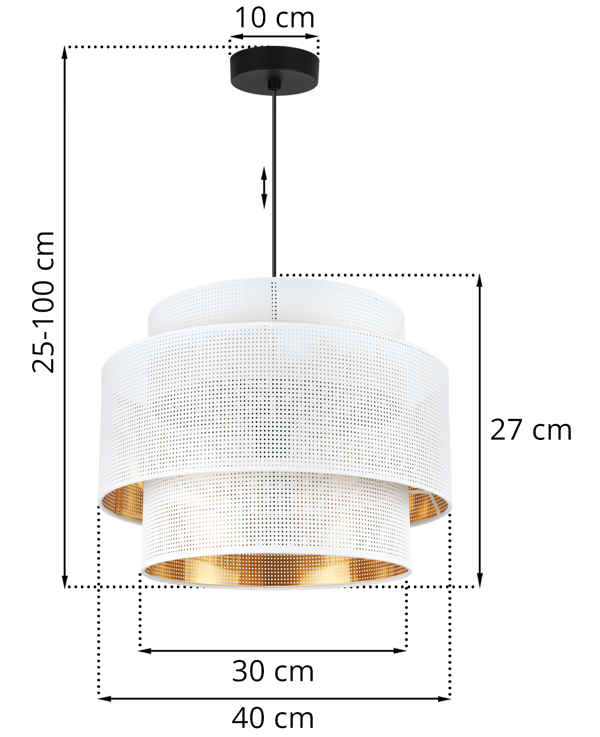 ASTI TRIO HÆNGELAMPE HVIDGULD 40CM MESH