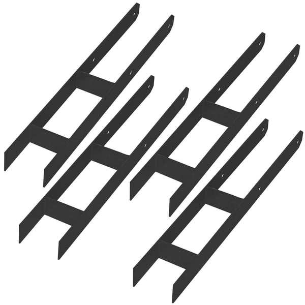 KOTARBAU® H-stolpesokkel til vægmontering, anker, sort galvaniseret stål, 90 mm, 4-pak