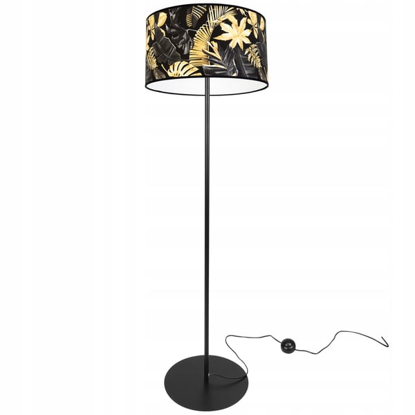ELEGANT GULVLAMPE, GYLDEN BLOMSTER LAMPESKÆRM, LED