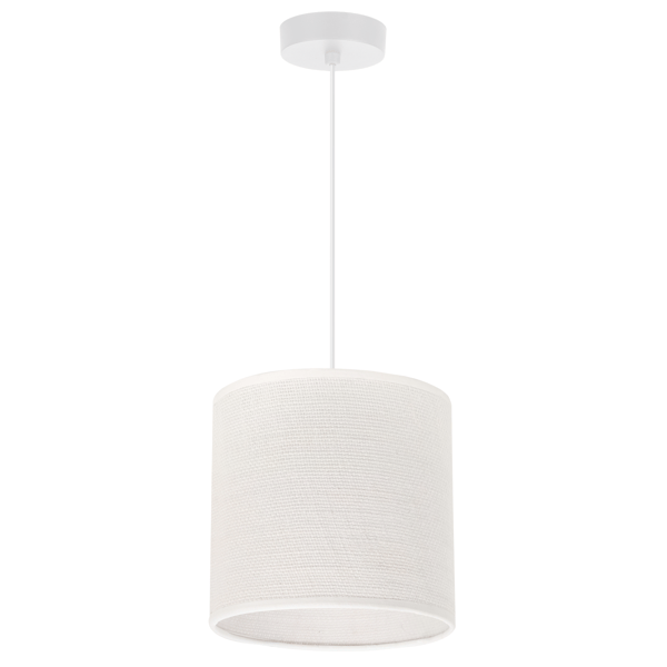 HVID JUTE HÆNGELAMPE 1 FLAD HVID LAMPESKÆRM 15CM E27
