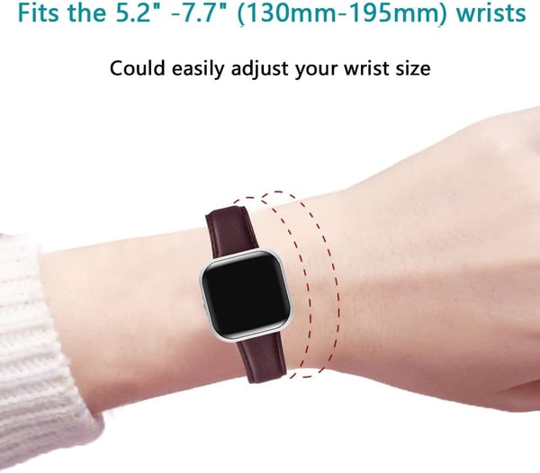 Fitbit Versa / Versa 2 / Lite / SE -kellonranneke, aitoa nahkaa, punaviininpunainen