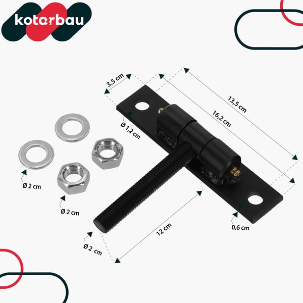 Kotarbau® Ruuvattava portin sarana rasvanipoilla porteille, oville, käyntioville, halkaisija 20 mm, M20, 2 kpl:n sarja