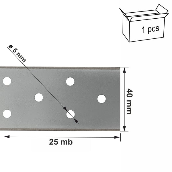 Perforeret tape 40x2mm x 25m