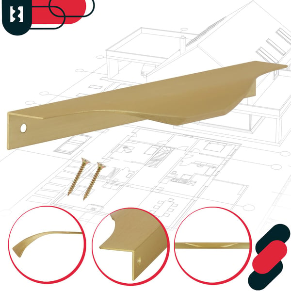 KOTARBAU Modern Edge møbelgreb aluminium mat guld 160/180 mm sæt à 2