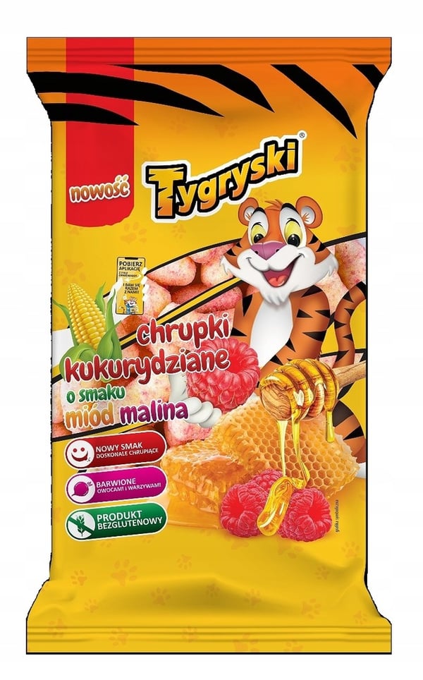Tygryski Hunaja-vadelma-maissiperuna 70 g Tygryski Hunaja-vadelma-maissiperuna 70 g