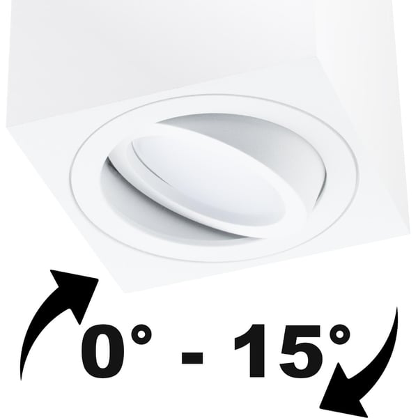 Pinta-asennettava halogeenilamppu, siirrettävä, GU10, neliönmuotoinen, valkoinen, 84 mm, AMAT-M LUMILED