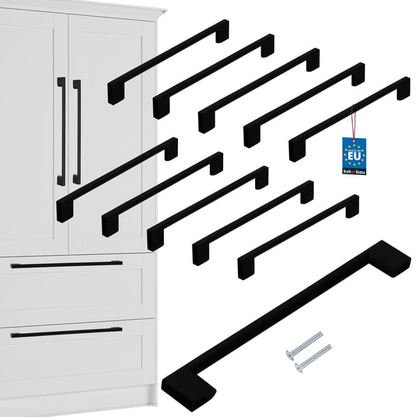 Kotarbau® Keittiön kalusteiden vedin Klassinen Moderni Pitkulainen Pitkä Mattamusta 221 MM Jako 192 MM 10 kpl:n sarja