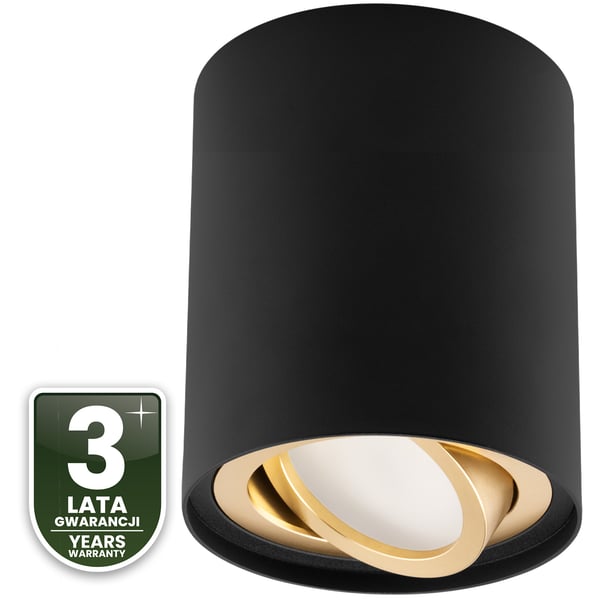 Taklampa HALOGENSPOT rörkupol vridbar GU10 rund svart-guld 84mm AMAT-M LUMILED