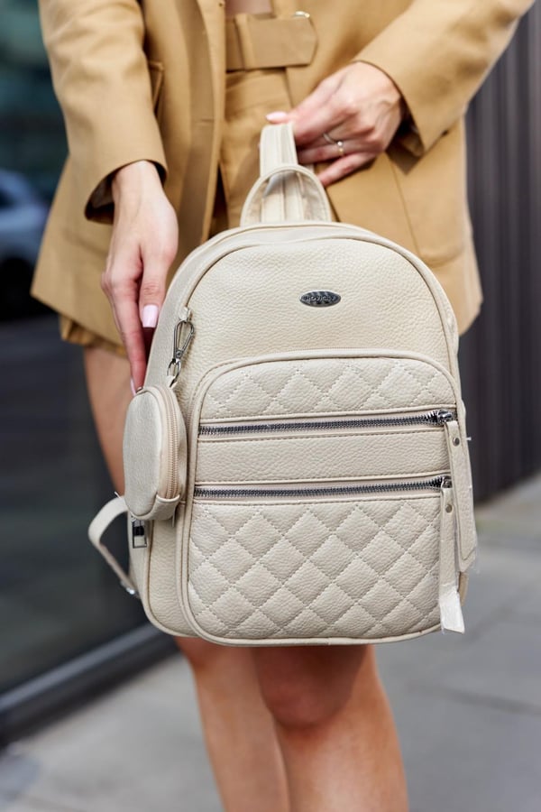 Dame PU Rygsæk R-PZP-01-9922 Beige