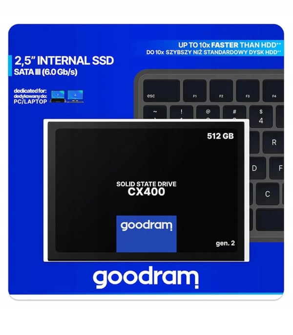 Goodram CX400 GEN.2 SSD-drev 512 GB SATA III 2,5" (550/500 MB/s) 7 mm