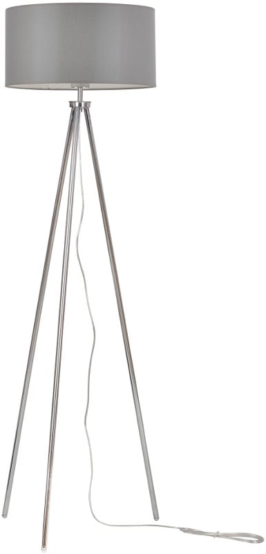 Gulvlampe, trebenet, krom, skærm, 40 cm