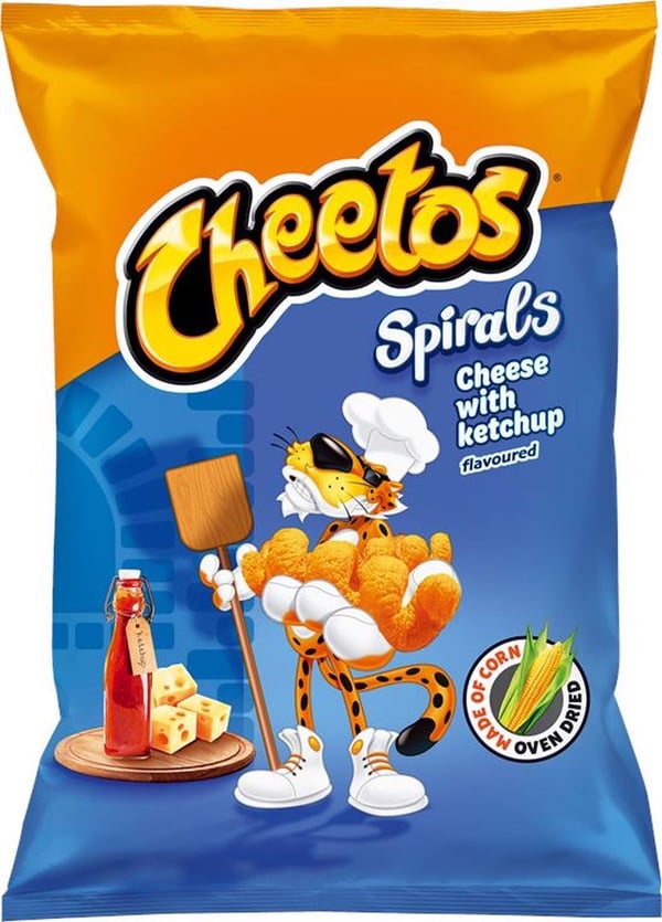 Cheetos Spirals majs-chips med ost- og ketchupssmag 80 g