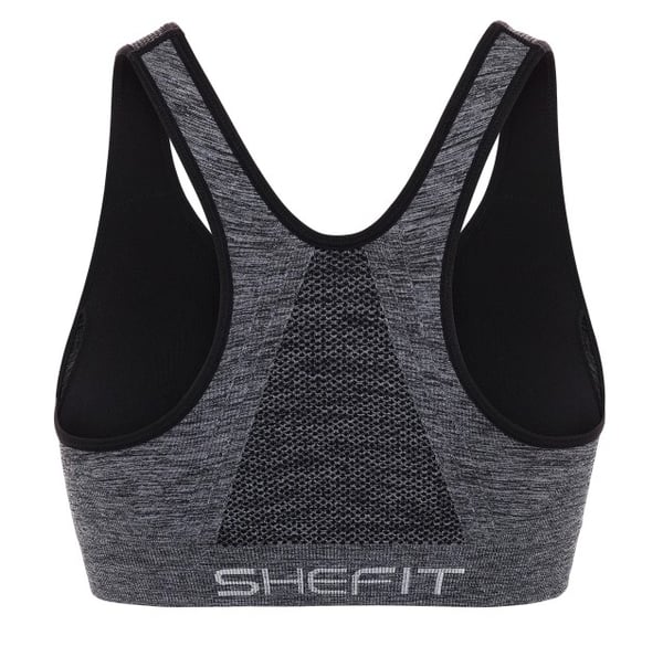 Shefit Grafitgrå Sports-BH-top med lukning foran 6XL