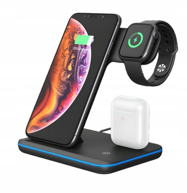 TRÅDLØS INDUKTIV DOCKINGSTATION 25W 3-i-1 iPhone Airpods