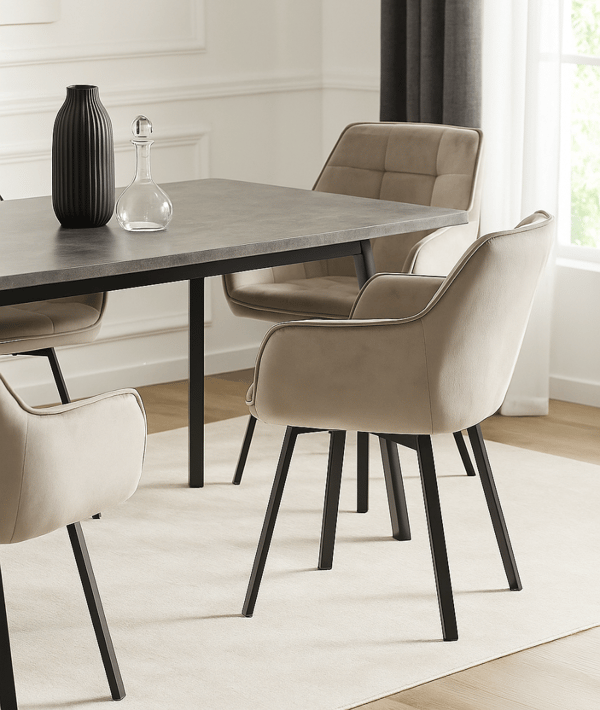TOGO sammetsklädd snurrstol beige