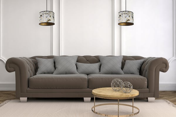 HÆNGELAMPE, LOFTKRONE, LAMPESKÆRM, GULDMØNSTER