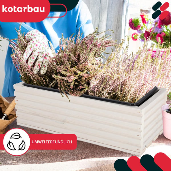 Kotarbau® Kukkaruukkulaatikko Puinen puutarhan istutuslaatikko terassille ja sisäkkeellä Valkoinen 44 x 20 CM