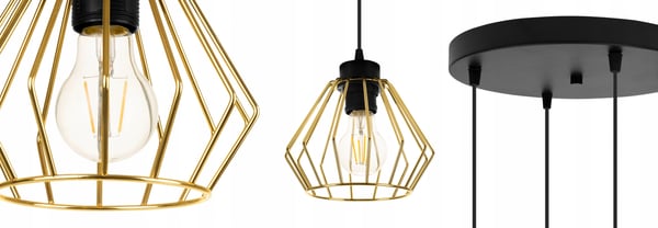 Lofthængende lampe med guld lysekrone i loftet Druciak