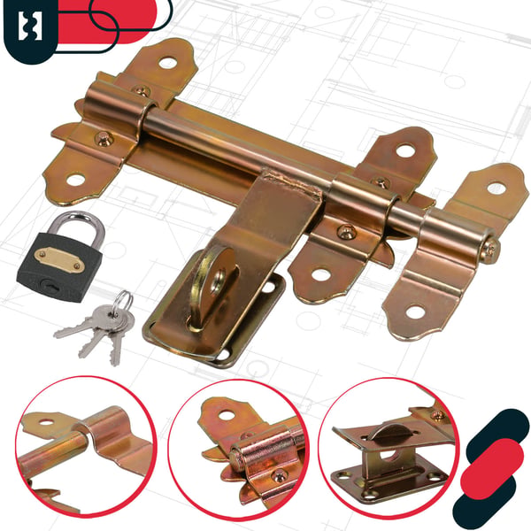 KOTARBAU® Garagegrindslås bultstängning grinddörrlås förzinkad stål 150 mm med hänglås