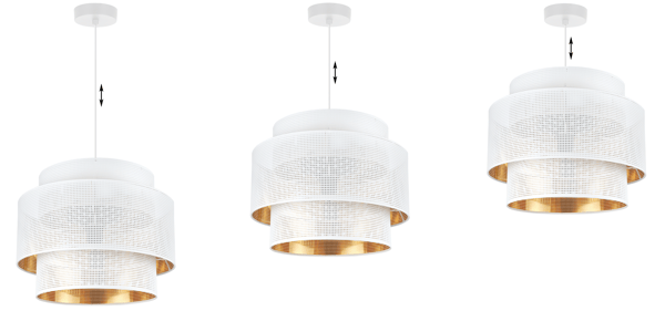 ASTI TRIO HÄNGLAMPA VITGULD 35CM MÄT