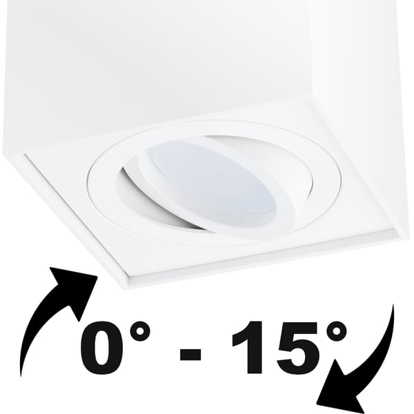 Pinta-asennettava HALOGEENI Spotputki Liikuteltava GU10 Neliö Valkoinen 115 mm AMAT-L LUMILED