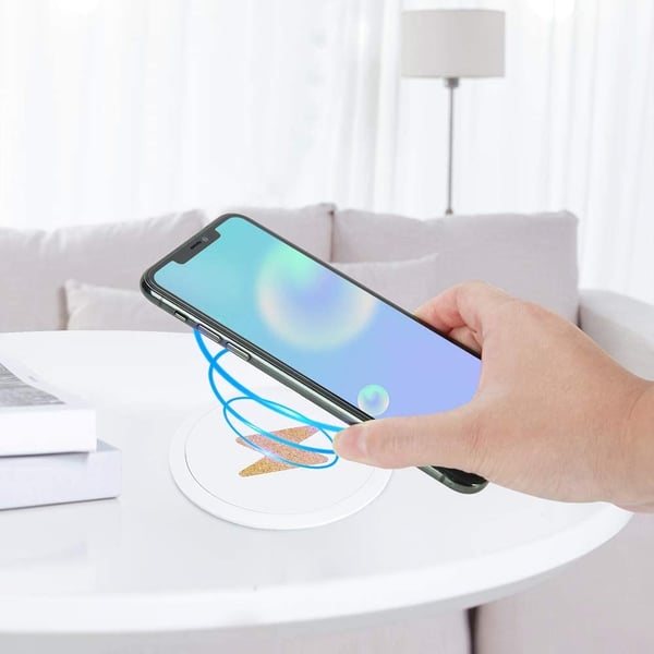 UDTRÆKKBAR INDUKTIV BORDOPLADER + 2xUSB HUB