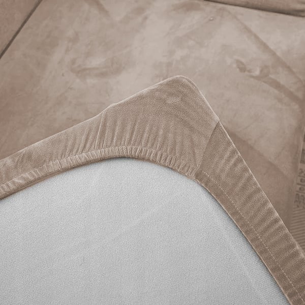 Sofföverdrag beige cappuccino sammet 135-165 cm