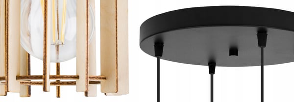 Hængende lampe, loftslysekrone, træ, LED lampeskærm