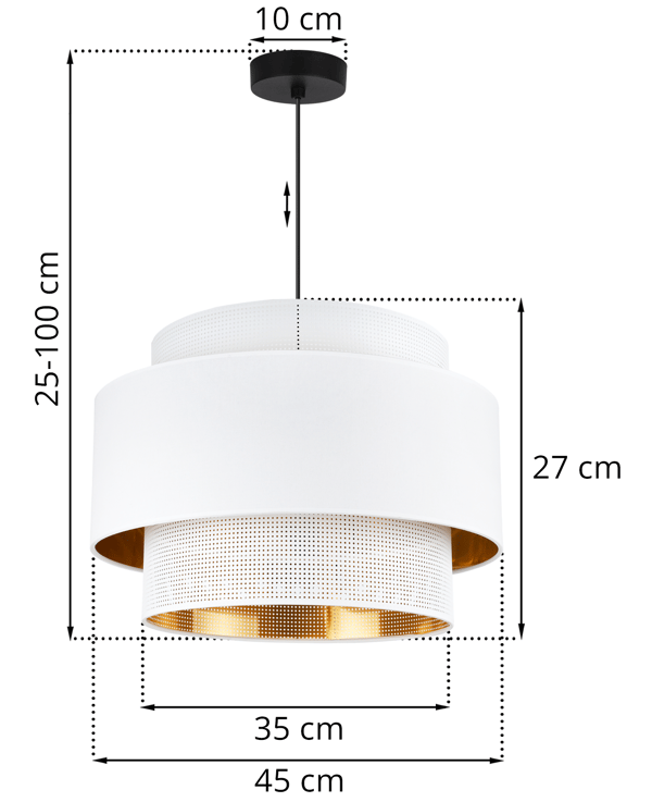 ASTI TRIO HÆNGELAMPE HVIDGULD 45CM NETSTOF
